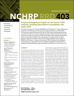Program Management Insights for the Section 5310 Program, Including Subrecipient Consolidation and Urban 5310 